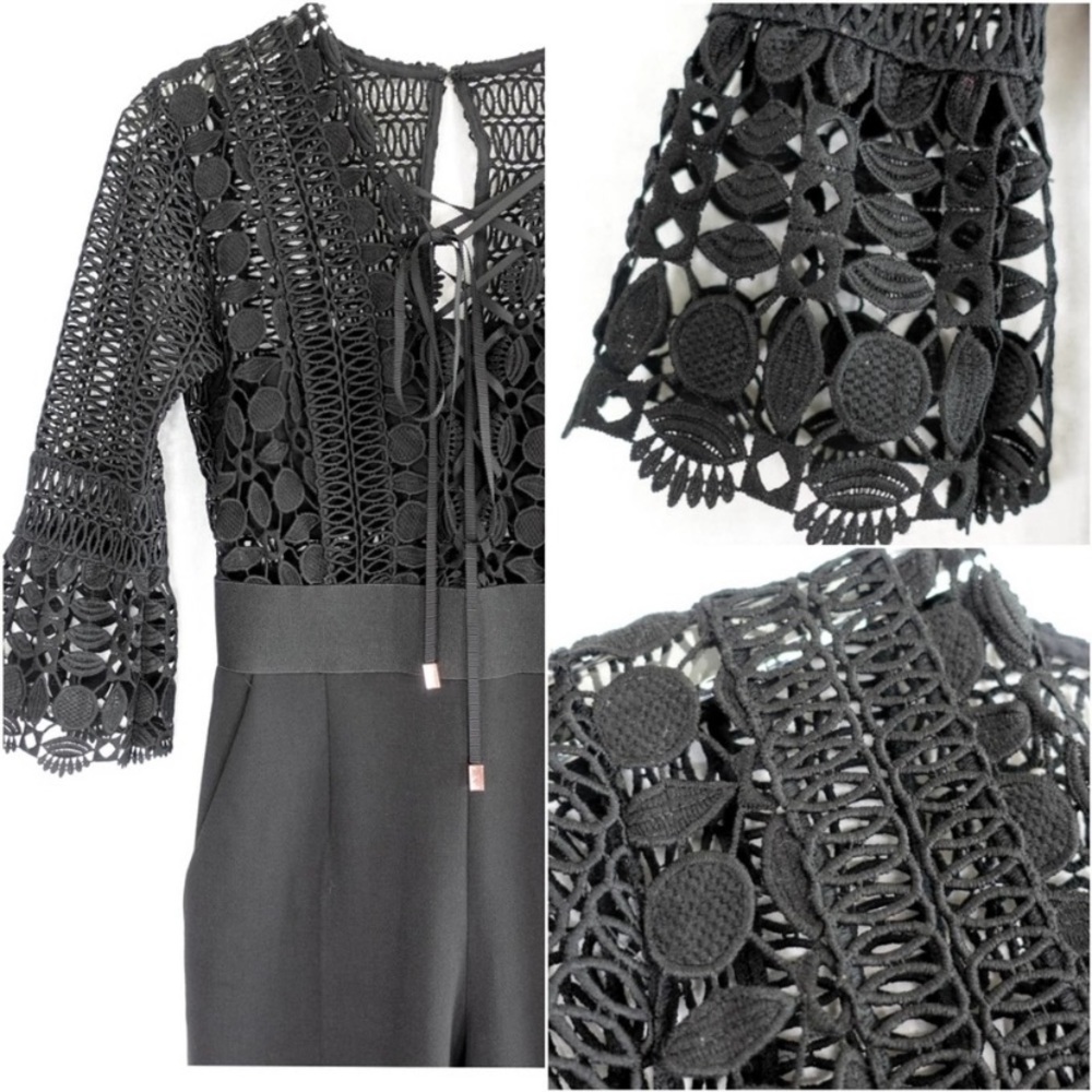 SELF PORTRAIT BLACK LACE JUMPSUIT SIZE 4 - Picture 3 of 4